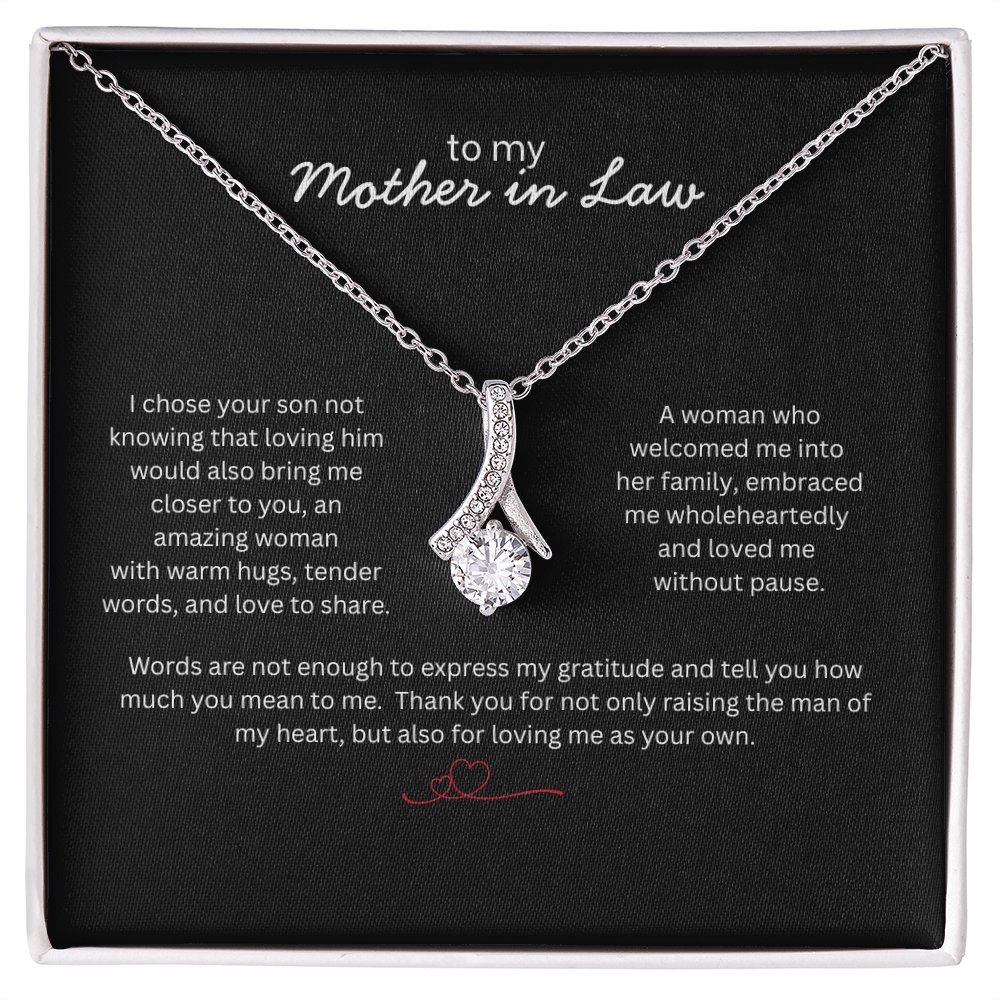 To My Mother in Law Necklace - Gift from Daughter in Law - Thank You Jewelry for MIL - Birthday Christmas Mothers Day Gift - Message Card