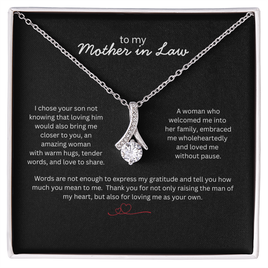 To My Mother in Law Necklace - Gift from Daughter in Law - Thank You Jewelry for MIL - Birthday Christmas Mothers Day Gift - Message Card