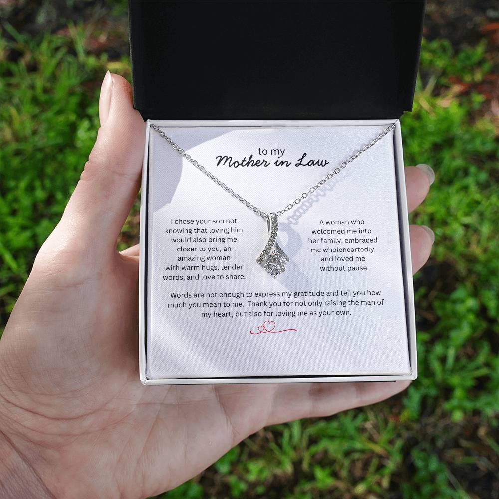 To My Mother in Law Necklace - Gift from Daughter in Law - Thank You Jewelry for MIL - Birthday Christmas Mothers Day Gift - Message Card