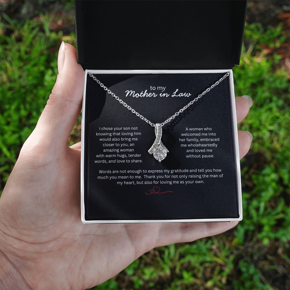 To My Mother in Law Necklace - Gift from Daughter in Law - Thank You Jewelry for MIL - Birthday Christmas Mothers Day Gift - Message Card