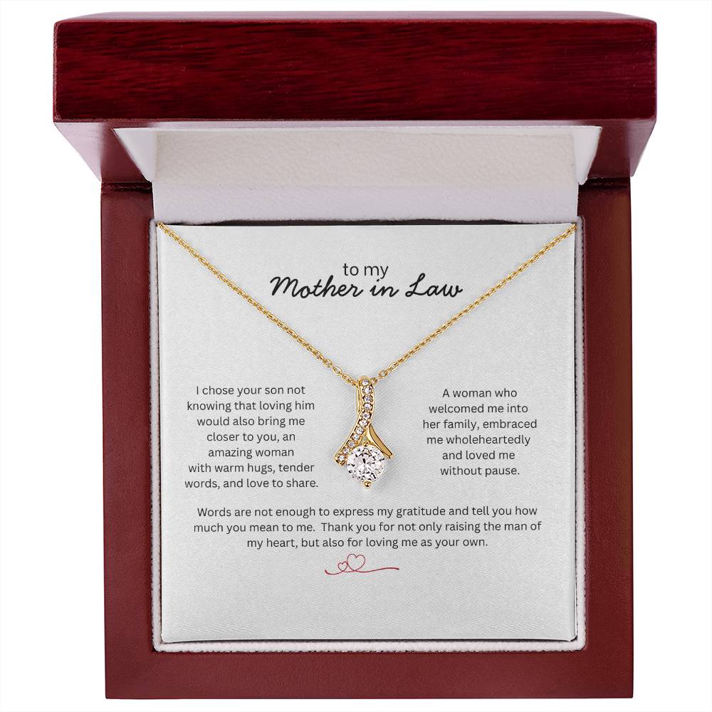 To My Mother in Law Necklace - Gift from Daughter in Law - Thank You Jewelry for MIL - Birthday Christmas Mothers Day Gift - Message Card