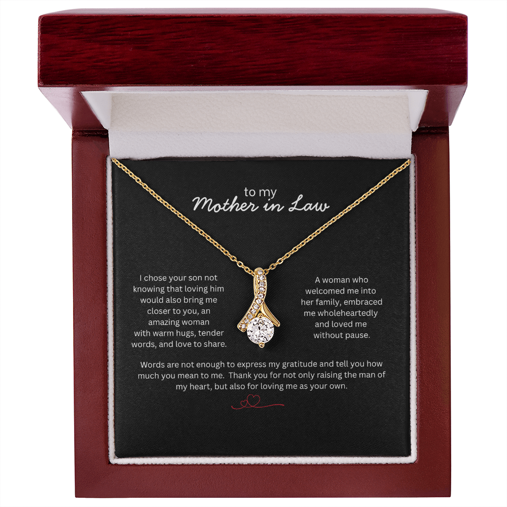 To My Mother in Law Necklace - Gift from Daughter in Law - Thank You Jewelry for MIL - Birthday Christmas Mothers Day Gift - Message Card