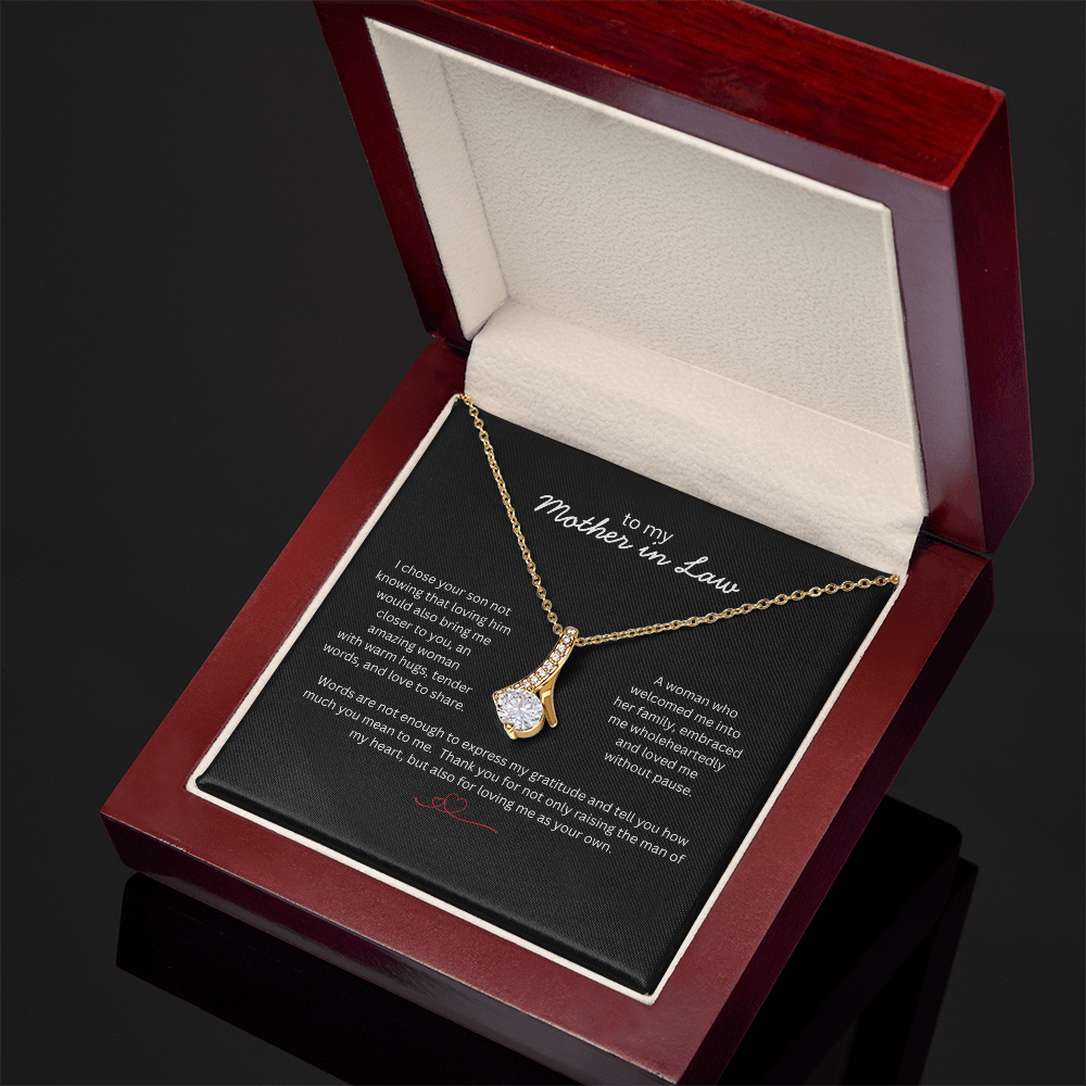 To My Mother in Law Necklace - Gift from Daughter in Law - Thank You Jewelry for MIL - Birthday Christmas Mothers Day Gift - Message Card