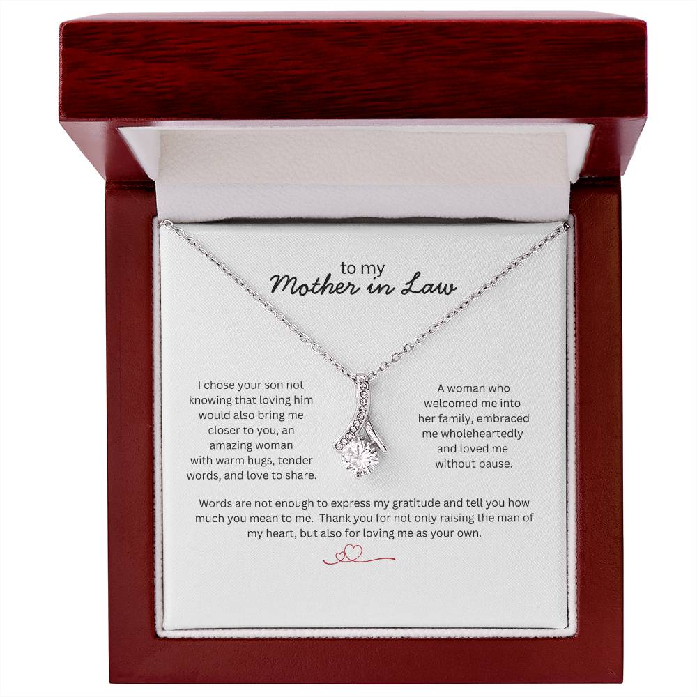 To My Mother in Law Necklace - Gift from Daughter in Law - Thank You Jewelry for MIL - Birthday Christmas Mothers Day Gift - Message Card