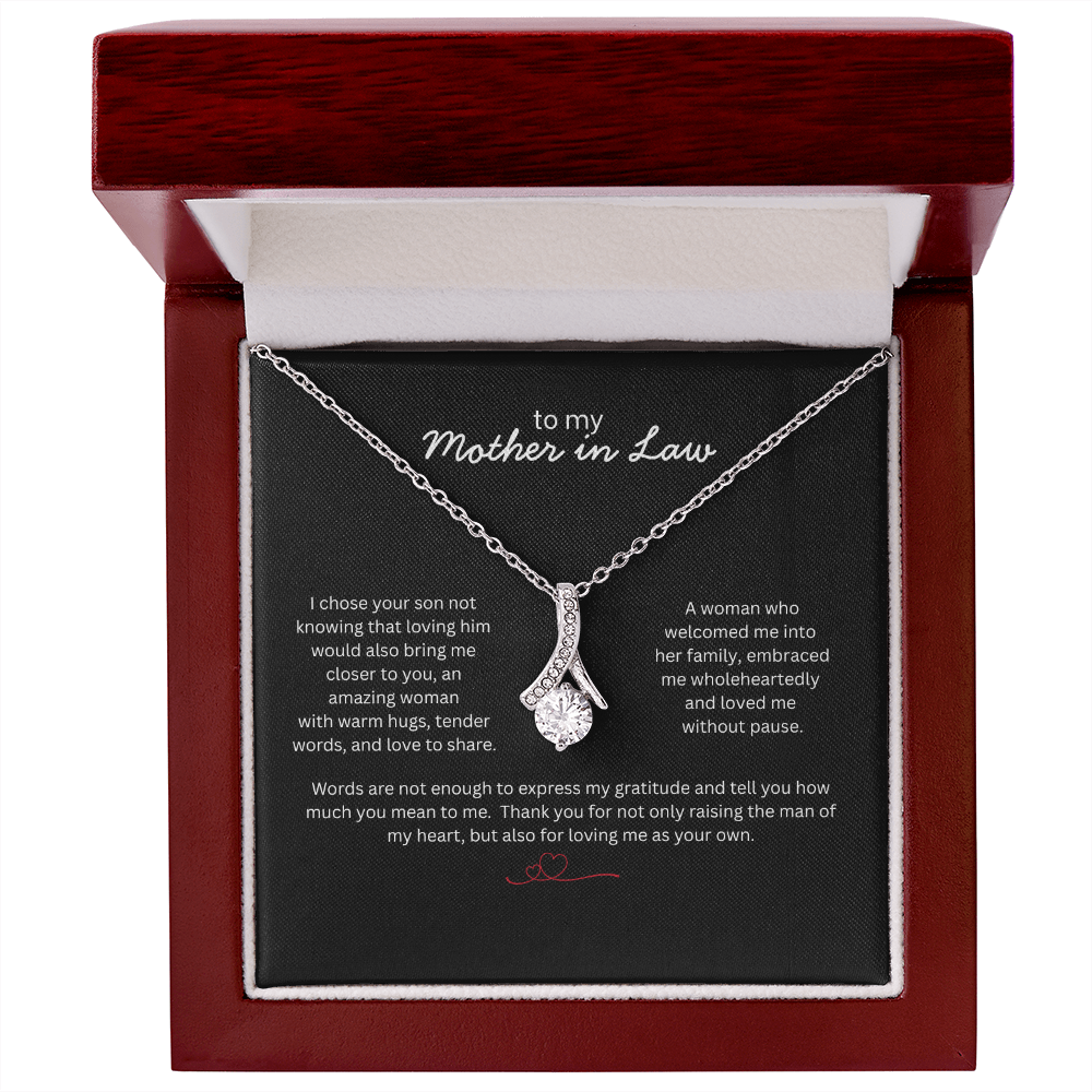 To My Mother in Law Necklace - Gift from Daughter in Law - Thank You Jewelry for MIL - Birthday Christmas Mothers Day Gift - Message Card
