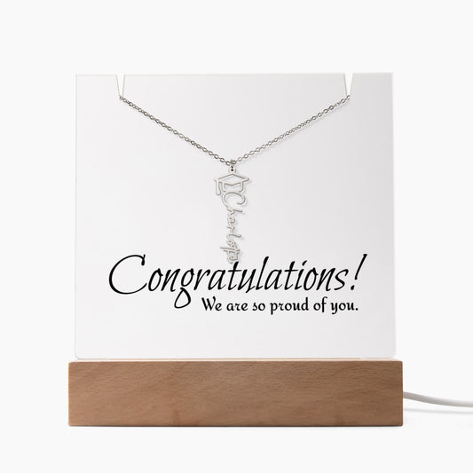 Keepsake Acrylic & PERSONALIZED Graduation Cap Name Necklace BUNDLE