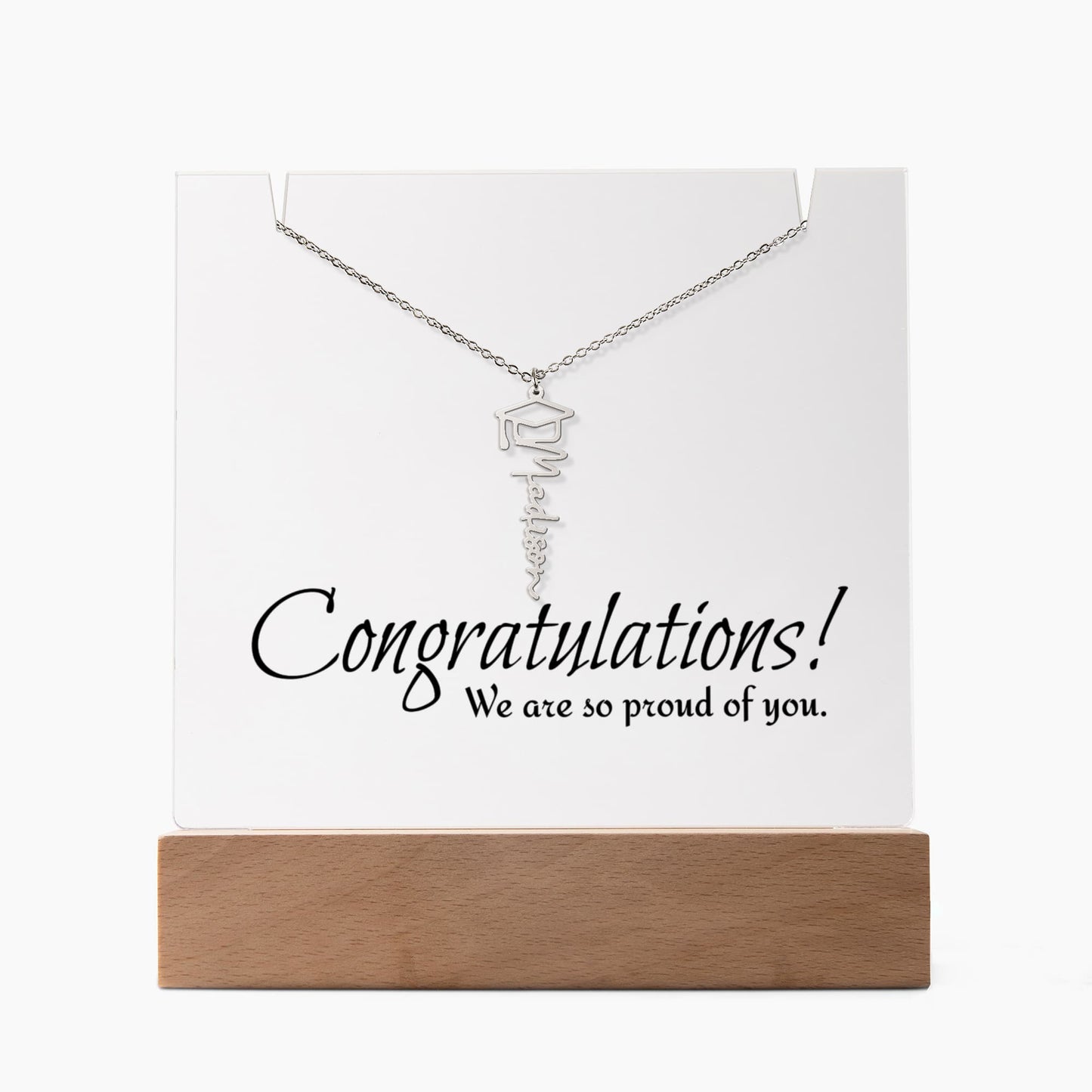 Keepsake Acrylic & PERSONALIZED Graduation Cap Name Necklace BUNDLE