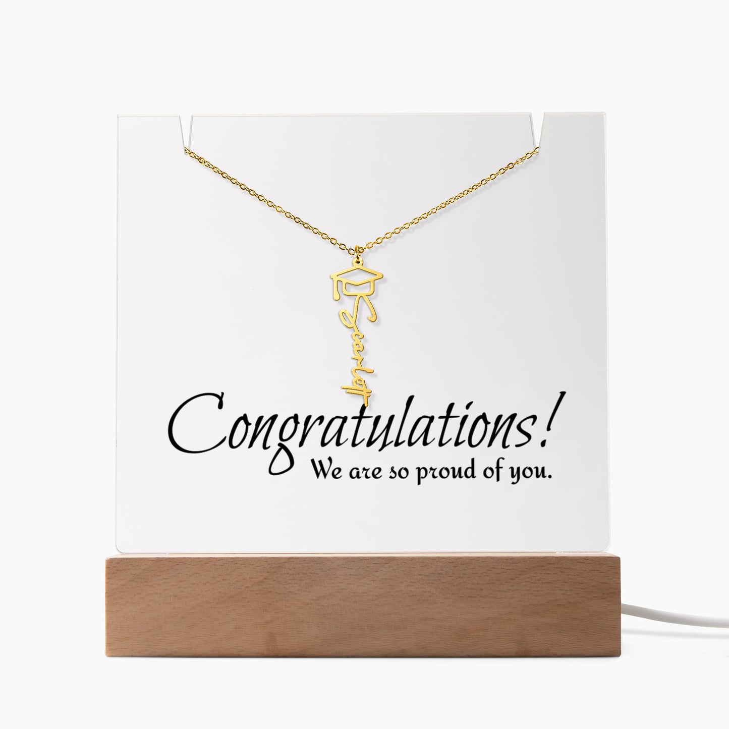 Keepsake Acrylic & PERSONALIZED Graduation Cap Name Necklace BUNDLE