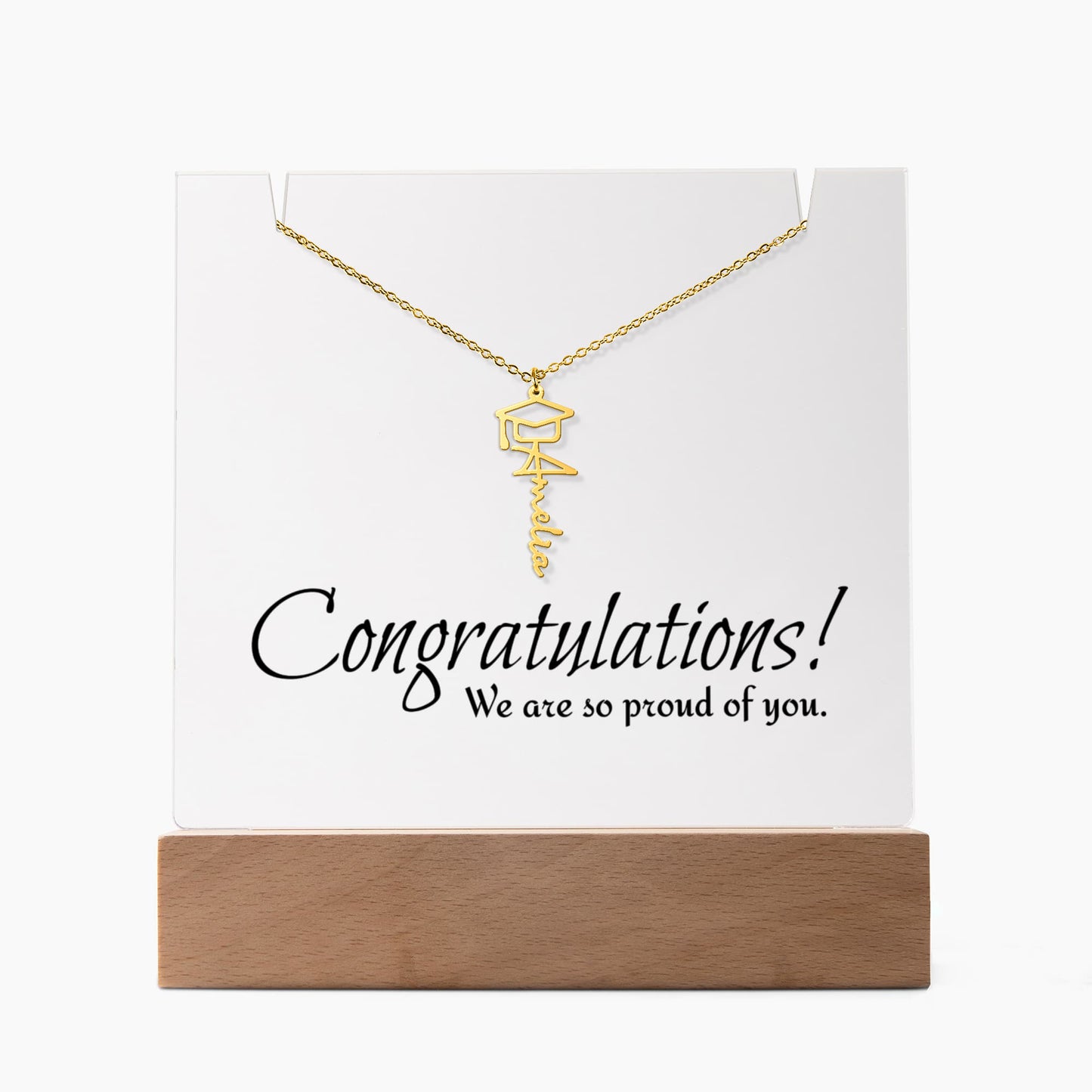 Keepsake Acrylic & PERSONALIZED Graduation Cap Name Necklace BUNDLE